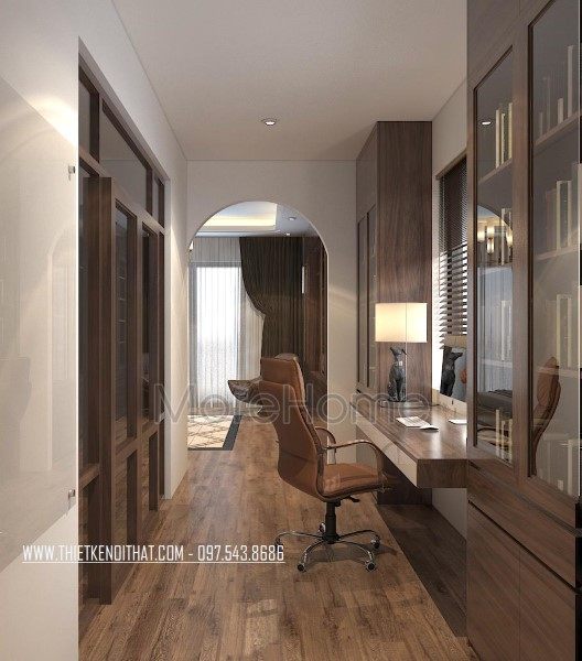 Thiết kế nội thất phòng làm việc biệt thự Vinhomes Thăng Long Hoài Đức Hà Nội